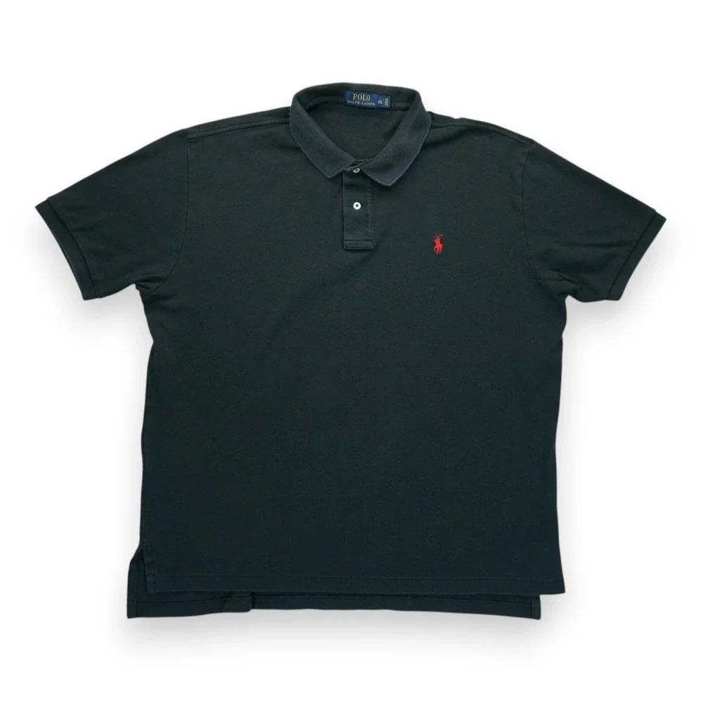 Polo Ralph Lauren Men's Cotton Collared Short Sleeve Polo Shirt Black Size XL